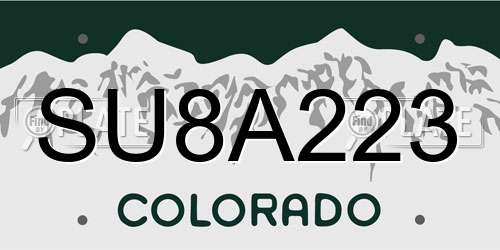 SU8A223 Colorado License Plate