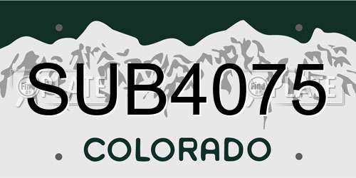 SUB4075 Colorado License Plate