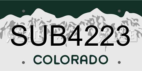 SUB4223 Colorado License Plate
