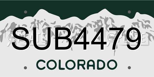 SUB4479 Colorado License Plate