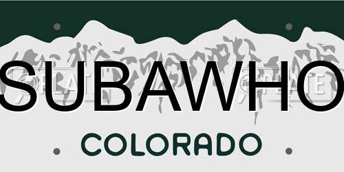 SUBAWHO Colorado License Plate