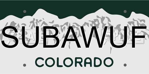 SUBAWUF Colorado License Plate