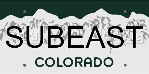 SUBEAST Colorado License Plate