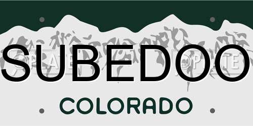 SUBEDOO Colorado License Plate