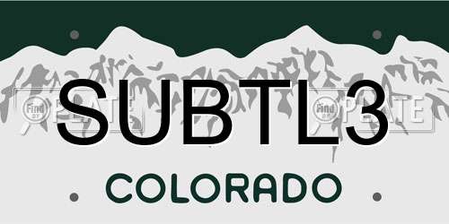 SUBTL3 Colorado License Plate
