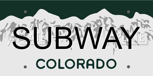 SUBWAY Colorado License Plate