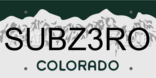 SUBZ3RO Colorado License Plate