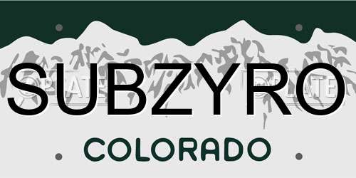 SUBZYRO Colorado License Plate