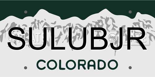 SULUBJR Colorado License Plate