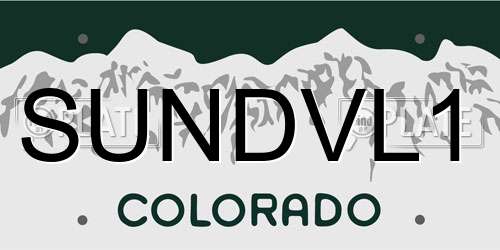 SUNDVL1 Colorado License Plate