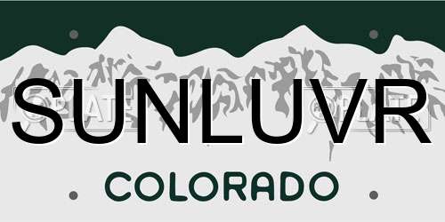 SUNLUVR Colorado License Plate