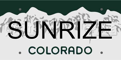 SUNRIZE Colorado License Plate