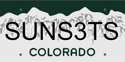 SUNS3TS Colorado License Plate