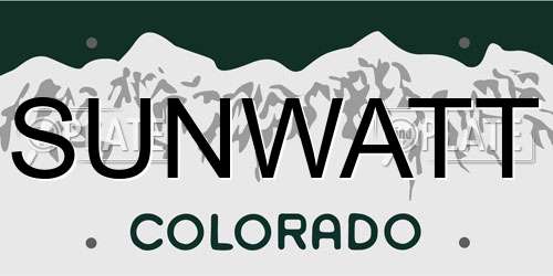 SUNWATT Colorado License Plate