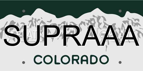 SUPRAAA Colorado License Plate