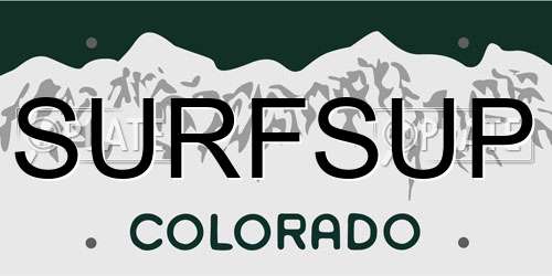SURFSUP Colorado License Plate