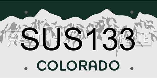 SUS133 Colorado License Plate
