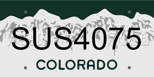 SUS4075 Colorado License Plate