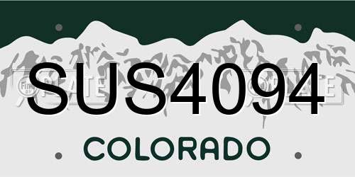 SUS4094 Colorado License Plate