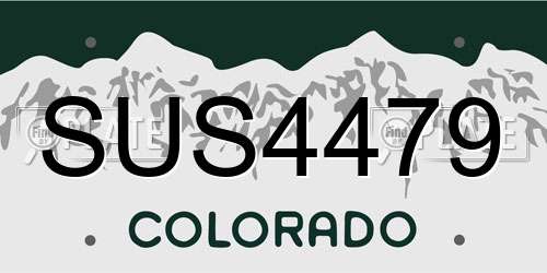 SUS4479 Colorado License Plate