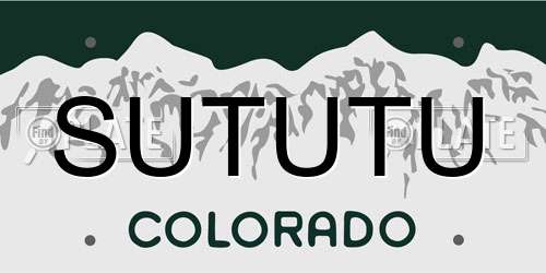 SUTUTU Colorado License Plate
