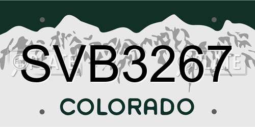 SVB3267 Colorado License Plate