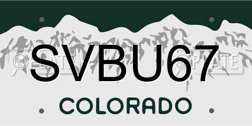 SVBU67 Colorado License Plate