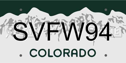 SVFW94 Colorado License Plate