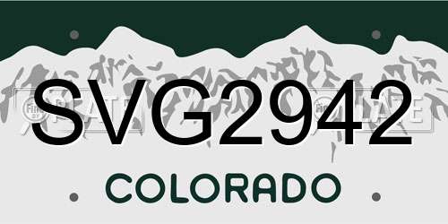 SVG2942 Colorado License Plate