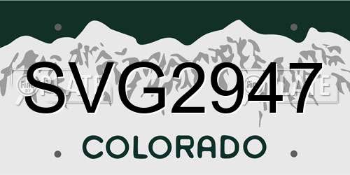 SVG2947 Colorado License Plate