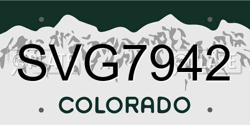 SVG7942 Colorado License Plate