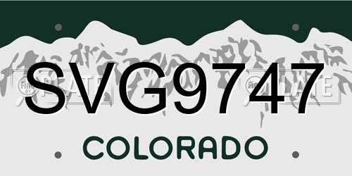 SVG9747 Colorado License Plate