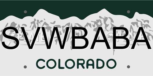 SVWBABA Colorado License Plate