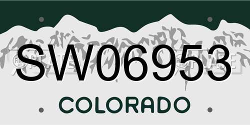 SW06953 Colorado License Plate
