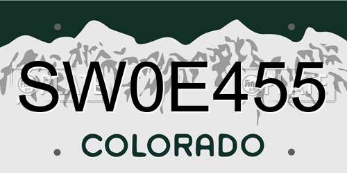 SW0E455 Colorado License Plate