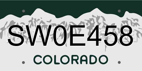 SW0E458 Colorado License Plate
