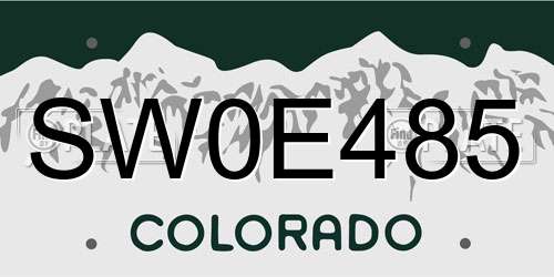 SW0E485 Colorado License Plate