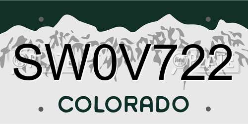 SW0V722 Colorado License Plate