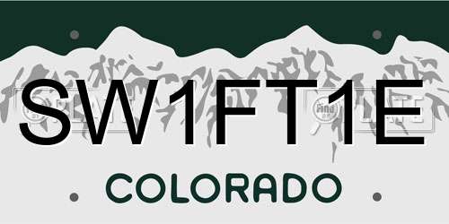 SW1FT1E Colorado License Plate