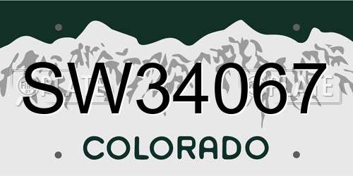 SW34067 Colorado License Plate