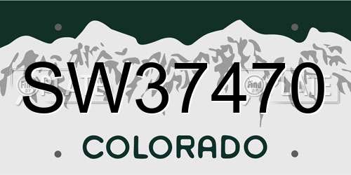 SW37470 Colorado License Plate