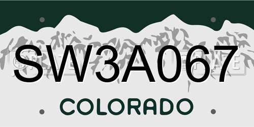 SW3A067 Colorado License Plate