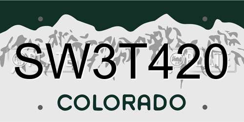 SW3T420 Colorado License Plate
