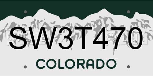 SW3T470 Colorado License Plate