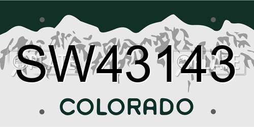 SW43143 Colorado License Plate