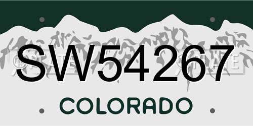 SW54267 Colorado License Plate