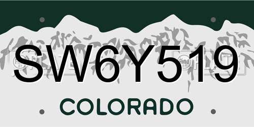 SW6Y519 Colorado License Plate