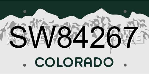 SW84267 Colorado License Plate