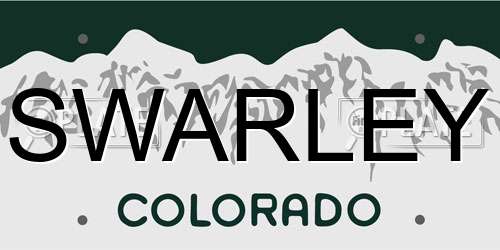 SWARLEY Colorado License Plate