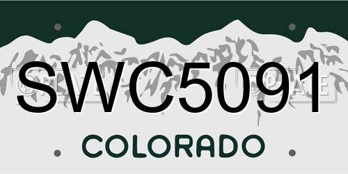 SWC5091 Colorado License Plate